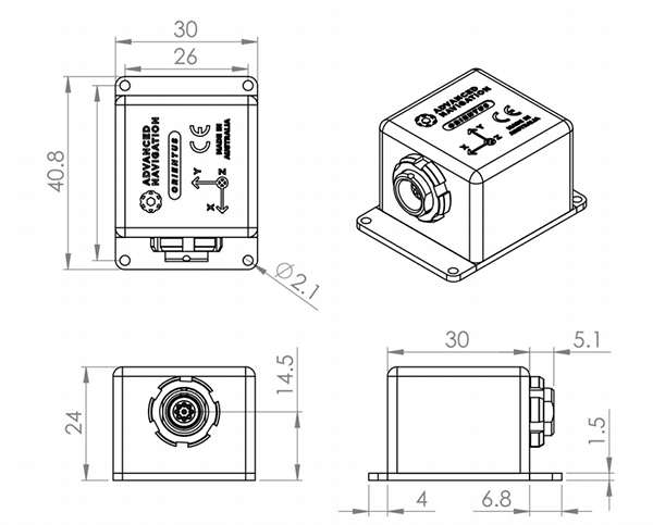 Advanced Navigation Orientus MEMS AHRS 传感器尺寸图1.png