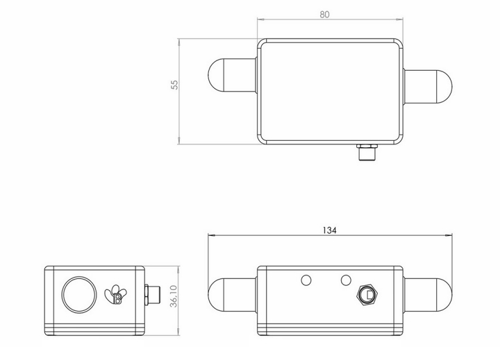 BeanDevice® 2.4GHz AX-3D 传感器尺寸图