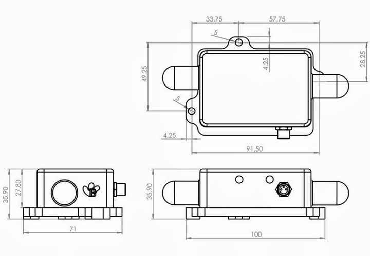 BeanDevice® 2.4GHz AX-3D XRange 传感器尺寸图