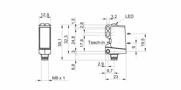 O300.DL-GM1J.72N 测距传感器的尺寸图