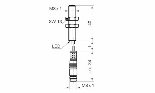 IFRM 08P17A1/KS35L 接近开关传感器的尺寸图